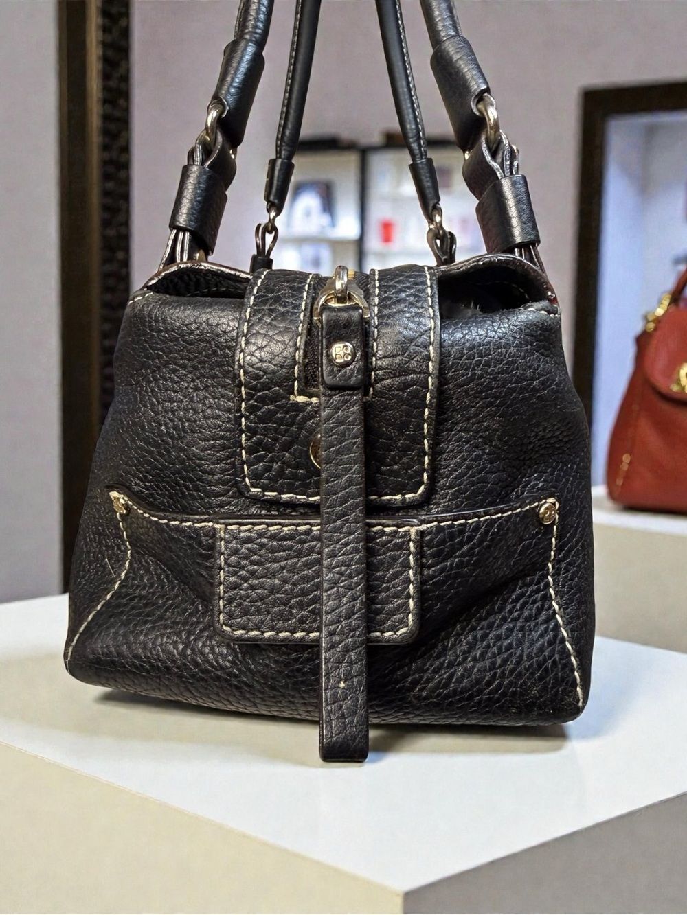 Vintage 🖤♠️ Kate Spade Cami Foster Black Pebbled Leather Barrel Bag Y2k - IYKYK🦄 - Picture 6 of 15